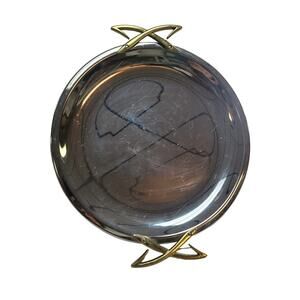 Stainless Steel Round Platter Tray Serving Dish Vintage MID CENTURY MODERN